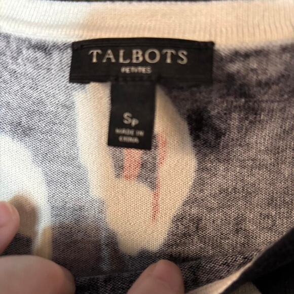 Talbots Animal Print Quarter Sleeve Sweater Corpcore workwear Black/White - Picture 4 of 5